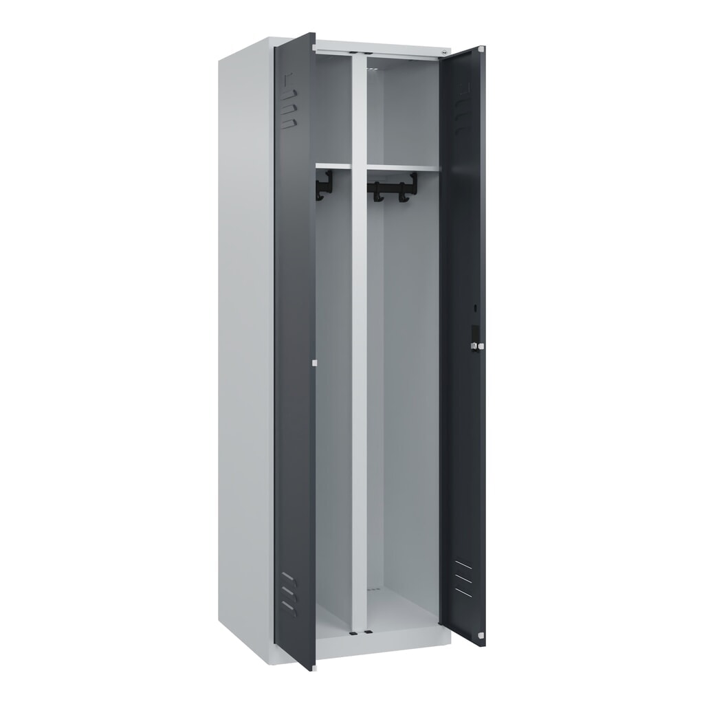 Illustration du produit: C+P Schwarz-Weiß-Spind Classic PLUS, 2 Abteile, HxBxT 1.850 x 600 x 500 mm, lichtgrau, anthrazitgrau, Zylinderschloss
