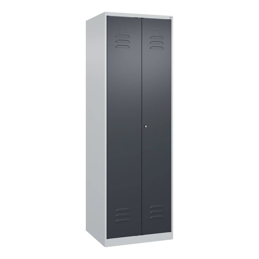 N° de l'image du produit 9 : C+P Schwarz-Weiß-Spind Classic PLUS, 2 Abteile, HxBxT 1.850 x 600 x 500 mm, lichtgrau, anthrazitgrau, Zylinderschloss