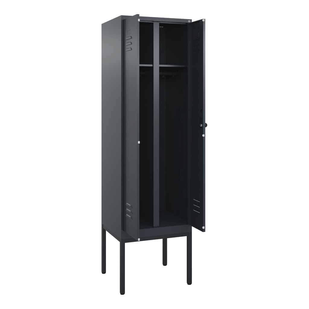 Illustration du produit: C+P Schwarz-Weiß-Spind Classic PLUS, Gestell, 2 Abteile, HxBxT 2.120 x 600 x 500 mm, anthrazitgrau, anthrazitgrau, für Vorhängeschloss
