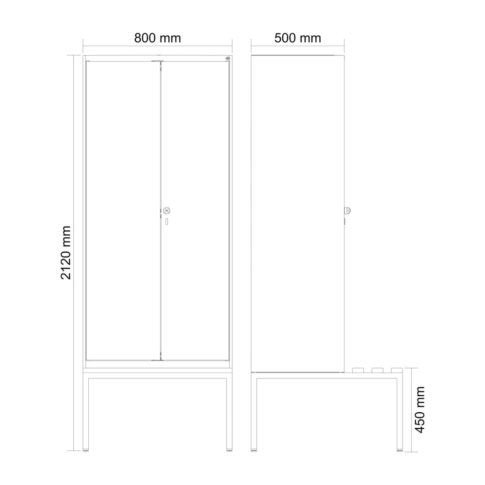 N° de l'image du produit 9 : C+P Schwarz-Weiß-Spind Classic PLUS, 2 Abteile, HxBxT 2.120 x 800 x 815 mm, für Vorhängeschloss, untergebaute Bank aus Buche, lichtgrau, rubinrot