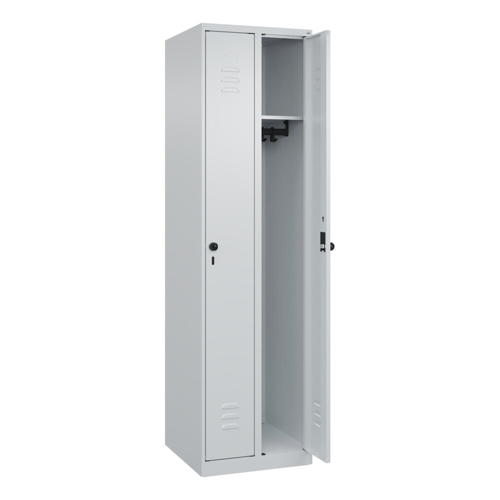 Illustration du produit: C+P Spind Classic PLUS, 2 Abteile, HxBxT 1.850 x 500 x 500 mm, lichtgrau, lichtgrau, für Vorhängeschloss, ohne Mitteltrennwand