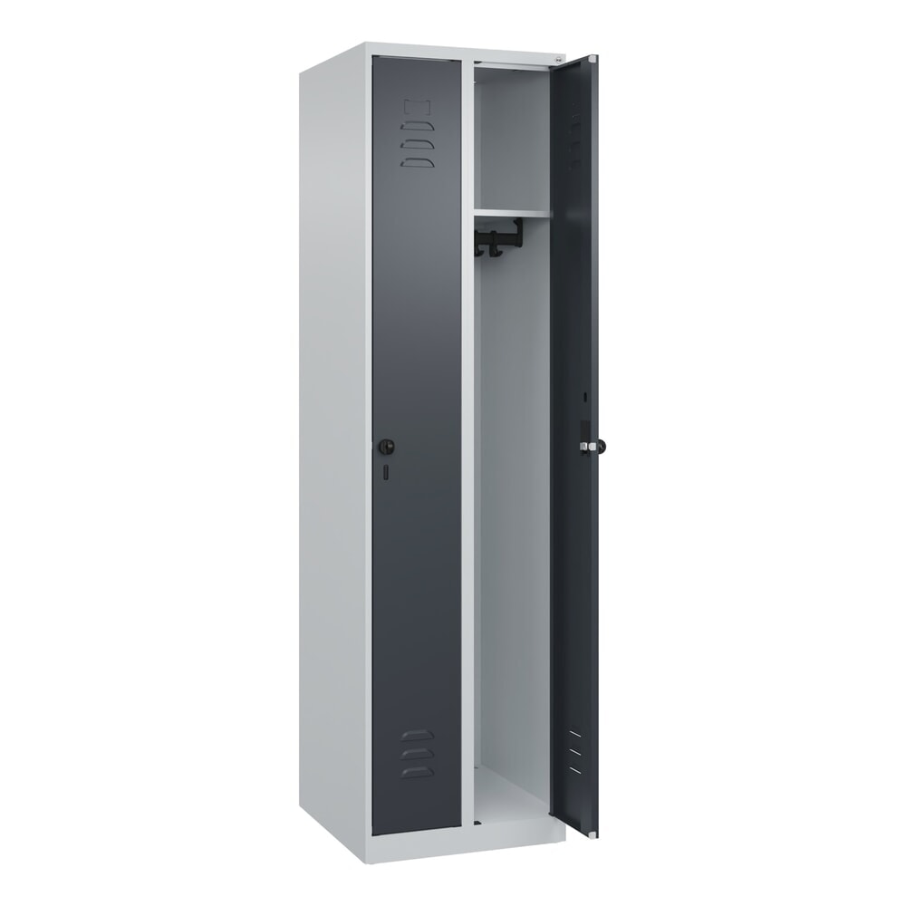Illustration du produit: C+P Spind Classic PLUS, 2 Abteile, HxBxT 1.850 x 500 x 500 mm, lichtgrau, anthrazitgrau, für Vorhängeschloss, ohne Mitteltrennwand