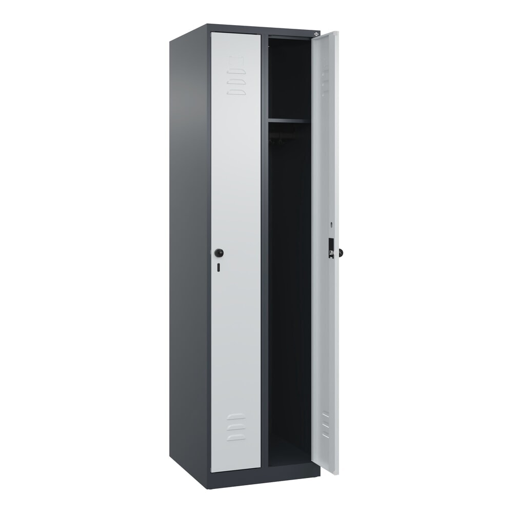 Illustration du produit: C+P Spind Classic PLUS, 2 Abteile, HxBxT 1.850 x 500 x 500 mm, anthrazitgrau, lichtgrau, für Vorhängeschloss, ohne Mitteltrennwand