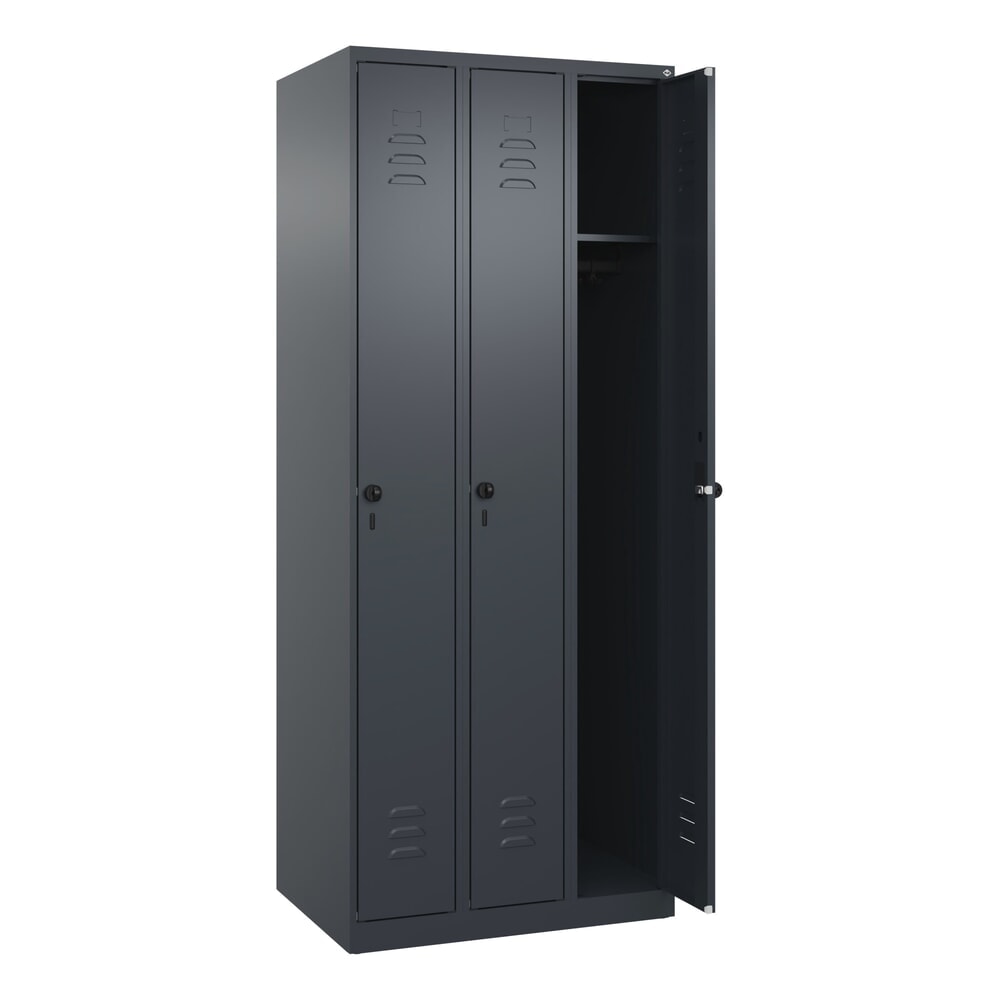 Illustration du produit: C+P Spind Classic PLUS, 3 Abteile, HxBxT 1.850 x 750 x 500 mm, anthrazitgrau, anthrazitgrau, für Vorhängeschloss, ohne Mitteltrennwand
