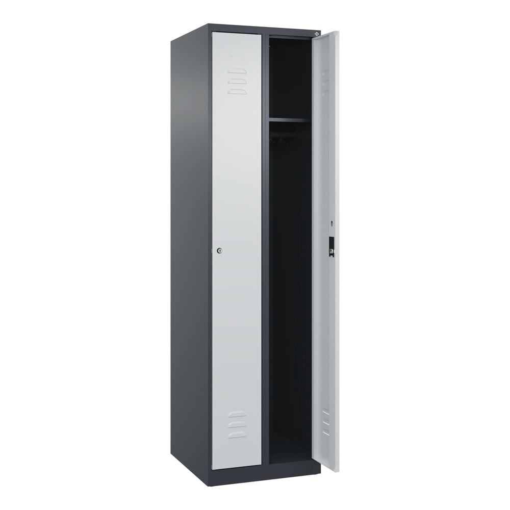 Illustration du produit: C+P Spind Classic PLUS, 2 Abteile, HxBxT 1.850 x 500 x 500 mm, anthrazitgrau, lichtgrau, Zylinderschloss, ohne Mitteltrennwand