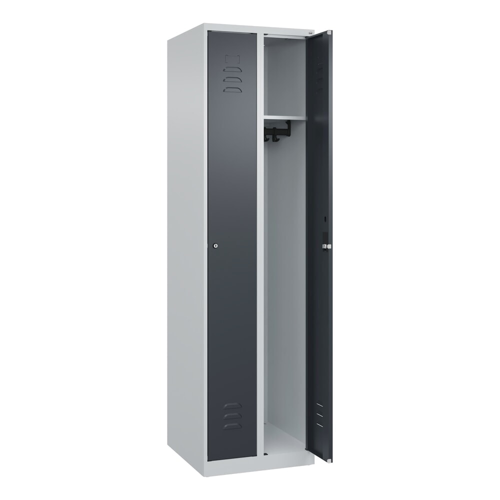 Illustration du produit: C+P Spind Classic PLUS, 2 Abteile, HxBxT 1.850 x 500 x 500 mm, lichtgrau, anthrazitgrau, Zylinderschloss, ohne Mitteltrennwand