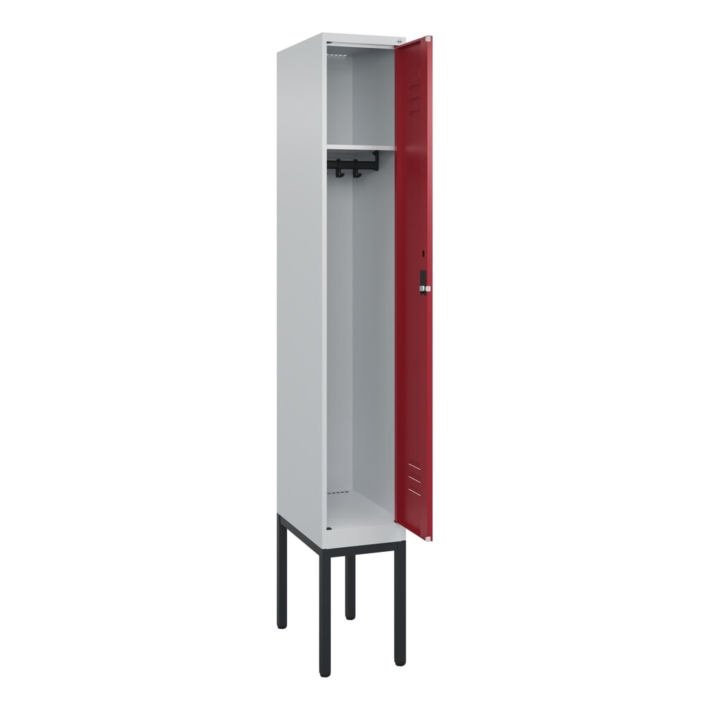 C+P Spind Classic PLUS, Gestell, 1 Abteil, HxBxT 2.120 x 300 x 500 mm, lichtgrau, rubinrot, Zylinderschloss, ohne Mitteltrennwand Illustration du produit: C+P Spind Classic PLUS, Gestell, 1 Abteil, HxBxT 2.120 x 300 x 500 mm, lichtgrau, rubinrot, Zylinderschloss, ohne Mitteltrennwand