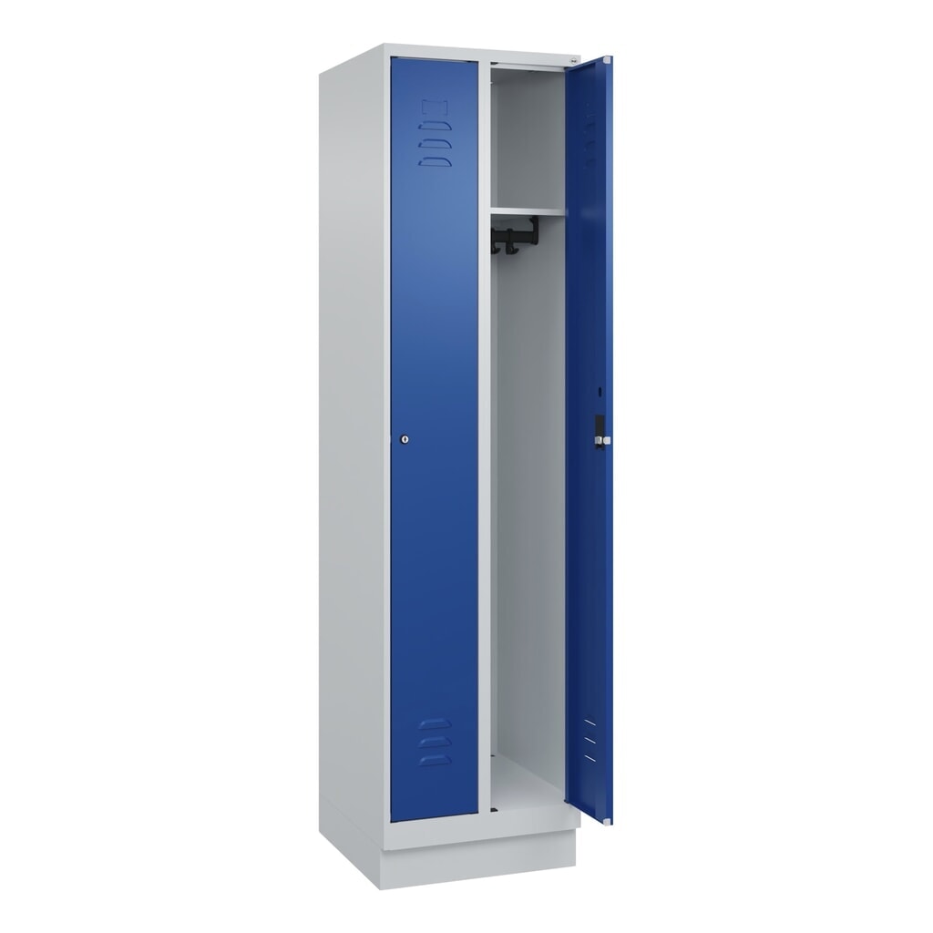 C+P Spind Classic PLUS, Sockel, 2 Abteile, HxBxT 1.950 x 500 x 500 mm, lichtgrau, enzianblau, Zylinderschloss, ohne Mitteltrennwand N° de l'image du produit 1 : C+P Spind Classic PLUS, Sockel, 2 Abteile, HxBxT 1.950 x 500 x 500 mm, lichtgrau, enzianblau, Zylinderschloss, ohne Mitteltrennwand
