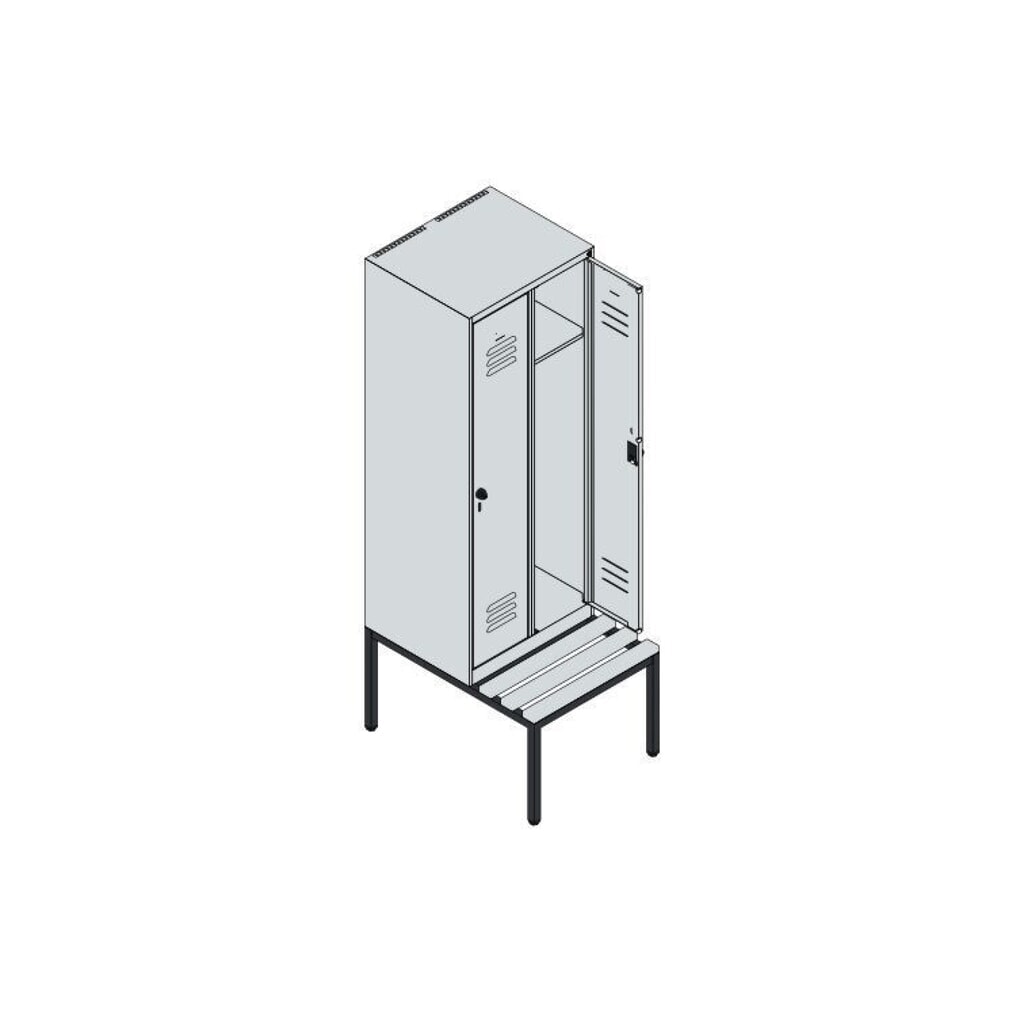 C+P Spind Classic PLUS, 2 Abteile, HxBxT 1.950 x 600 x 815 mm, Zylinderschloss, untergebaute Bank aus Buche, anthrazitgrau, anthrazitgrau N° de l'image du produit 8 : C+P Spind Classic PLUS, 2 Abteile, HxBxT 1.950 x 600 x 815 mm, Zylinderschloss, untergebaute Bank aus Buche, anthrazitgrau, anthrazitgrau