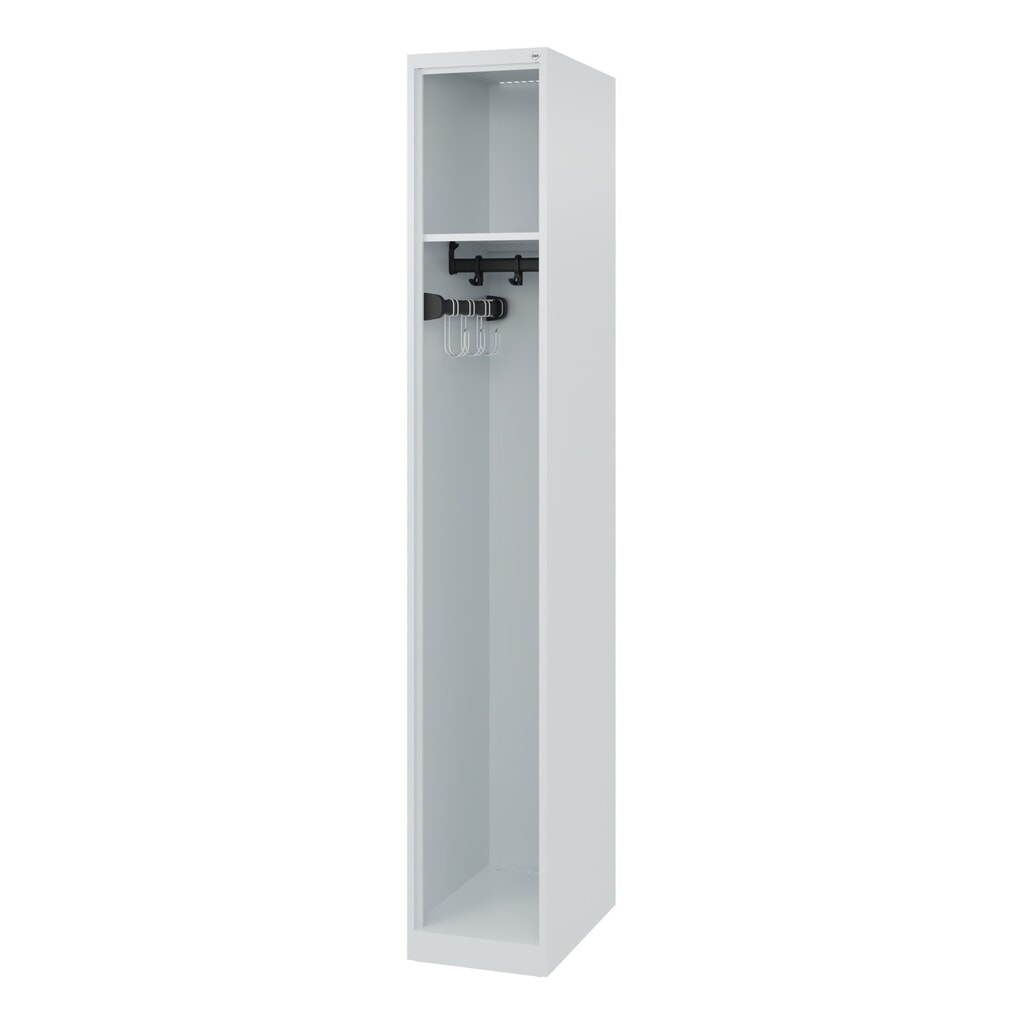 N° de l'image du produit 1 : C+P Vestiaire pompier EXPERT, patins, 1 compartiment, HxlxP 1 850 x 300 x 500 mm, gris clair