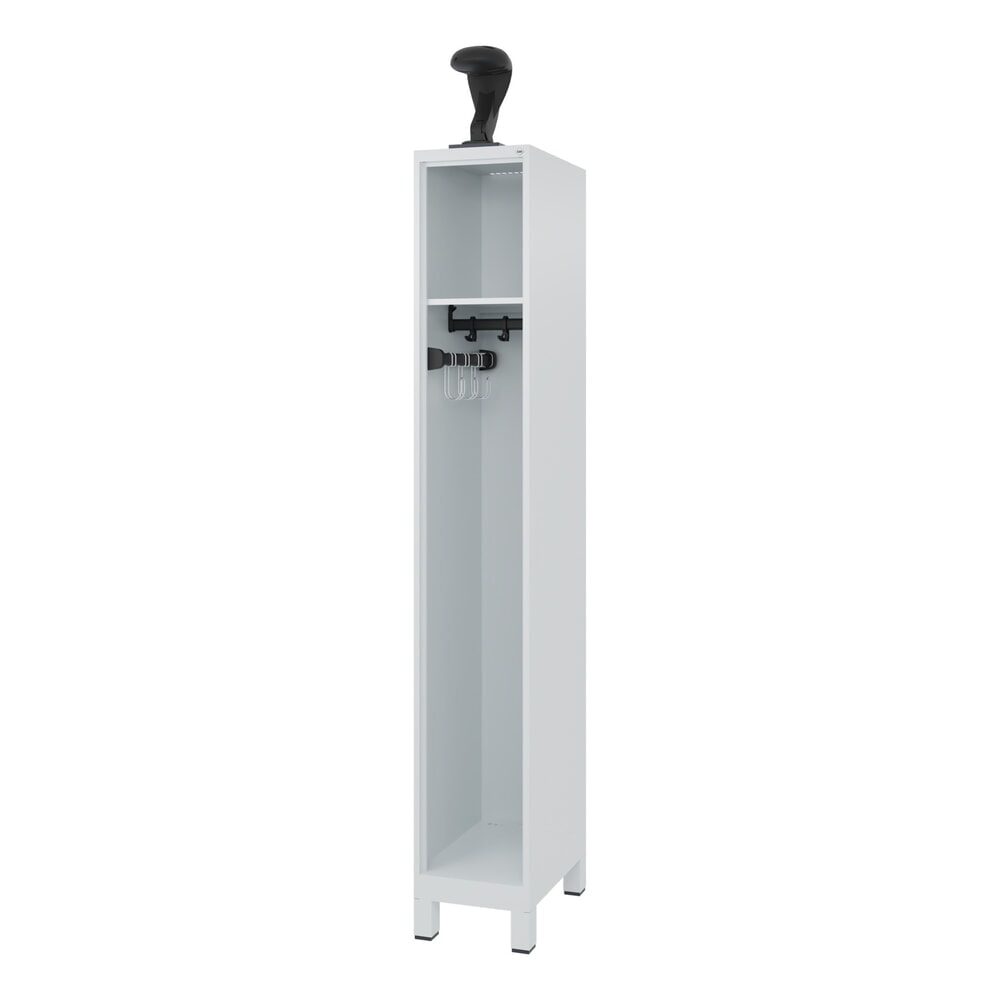 N° de l'image du produit 1 : C+P Vestiaire pompier EXPERT, pieds, 1 compartiment, HxlxP 1 850 x 300 x 500 mm, gris clair, avec support de casque