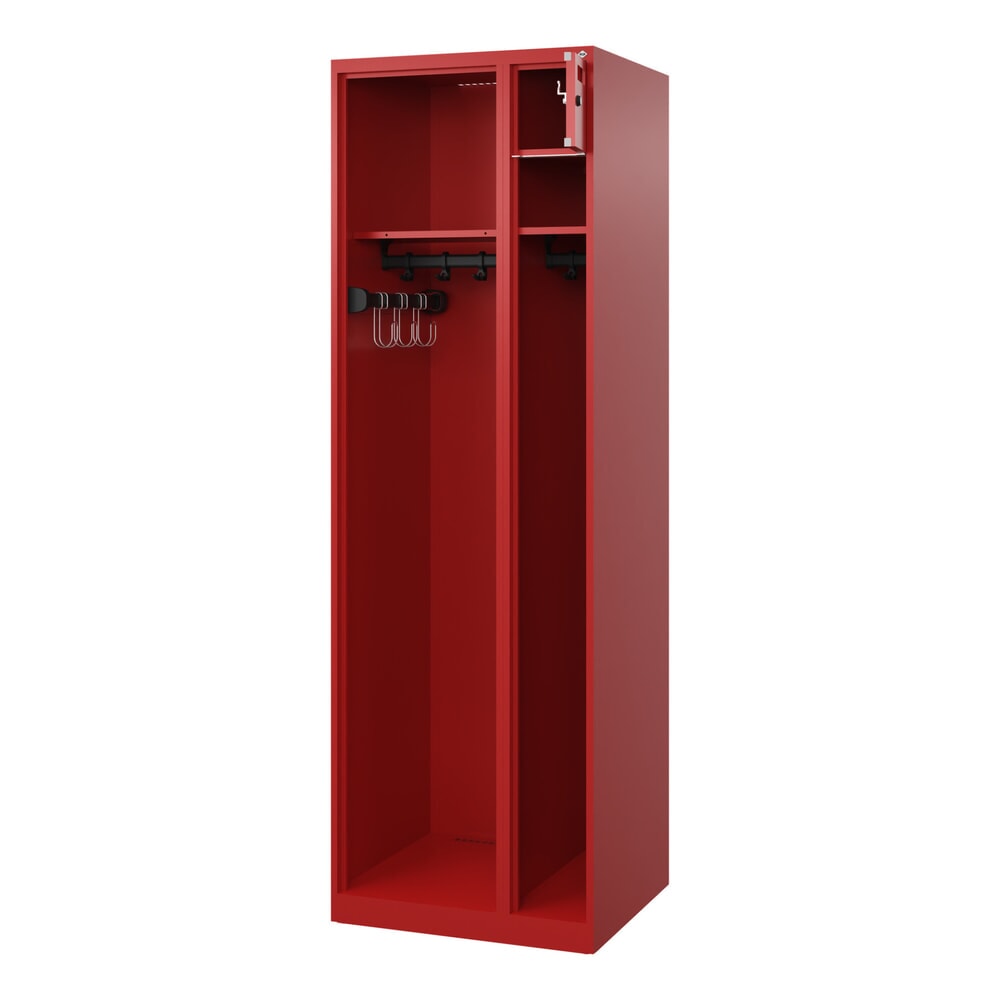 N° de l'image du produit 1 : C+P Vestiaire pompier KOMBI Open, patins, 1 compartiment, HxlxP 1 850 x 600 x 500 mm, rouge feu