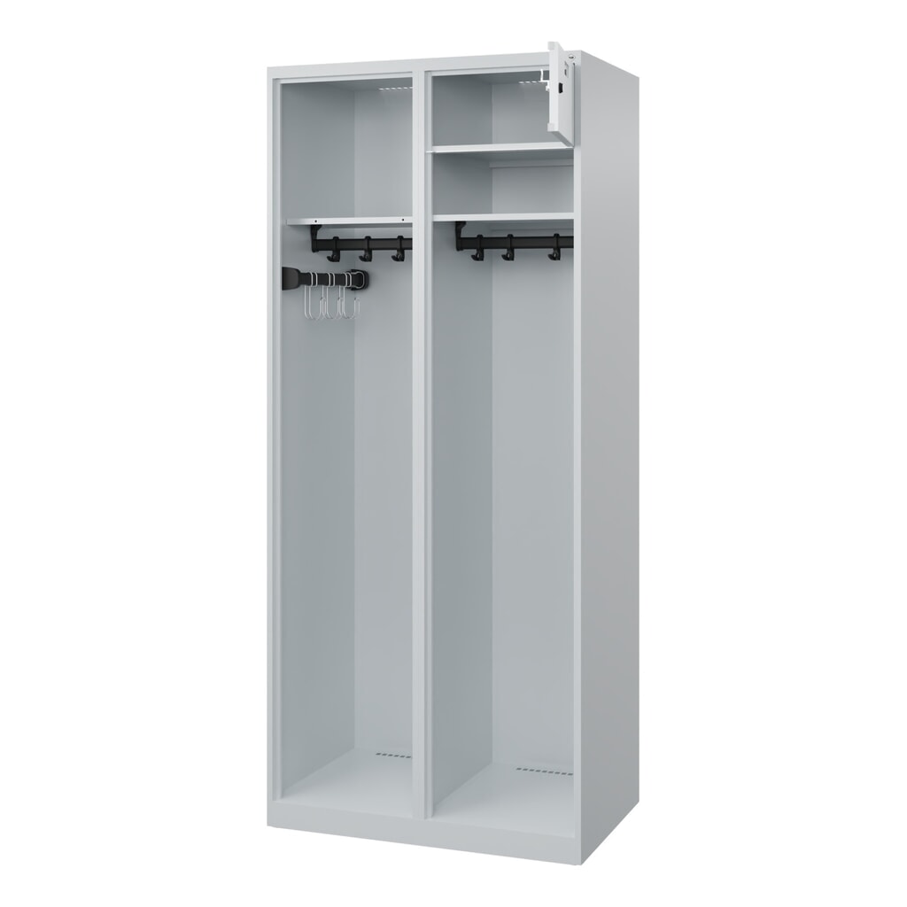 Illustration du produit: C+P Vestiaire pompier KOMBI Open, patins, 1 compartiment, HxlxP 1 850 x 800 x 500 mm, gris clair
