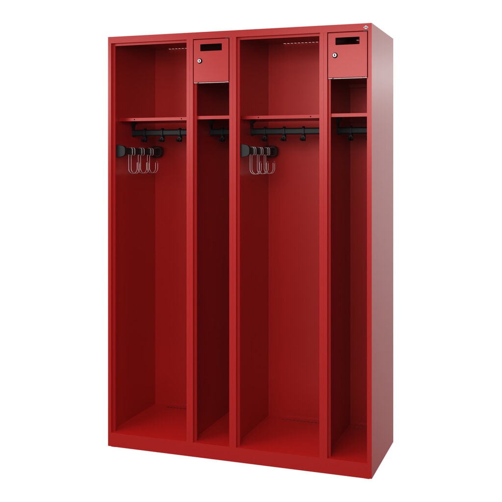 C+P Vestiaire pompier KOMBI Open, patins, 2 compartiments, HxlxP 1 850 x 1 200 x 500 mm, rouge feu N° de l'image du produit 4 : C+P Vestiaire pompier KOMBI Open, patins, 2 compartiments, HxlxP 1 850 x 1 200 x 500 mm, rouge feu