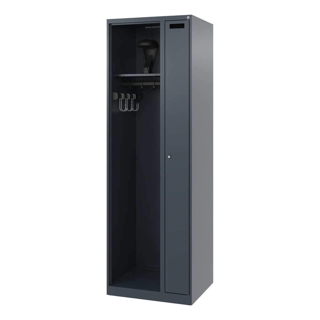 C+P Vestiaire pompier KOMBI, patins, 1 compartiment, HxlxP 1 850 x 600 x 500 mm, gris anthracite, avec support de casque N° de l'image du produit 5 : C+P Vestiaire pompier KOMBI, patins, 1 compartiment, HxlxP 1 850 x 600 x 500 mm, gris anthracite, avec support de casque
