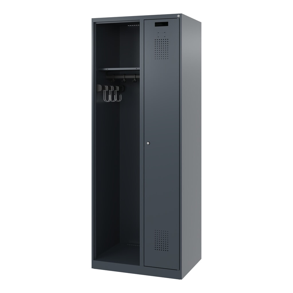 N° de l'image du produit 5 : C+P Vestiaire pompier KOMBI, patins, 1 compartiment, HxlxP 1 850 x 700 x 500 mm, gris anthracite