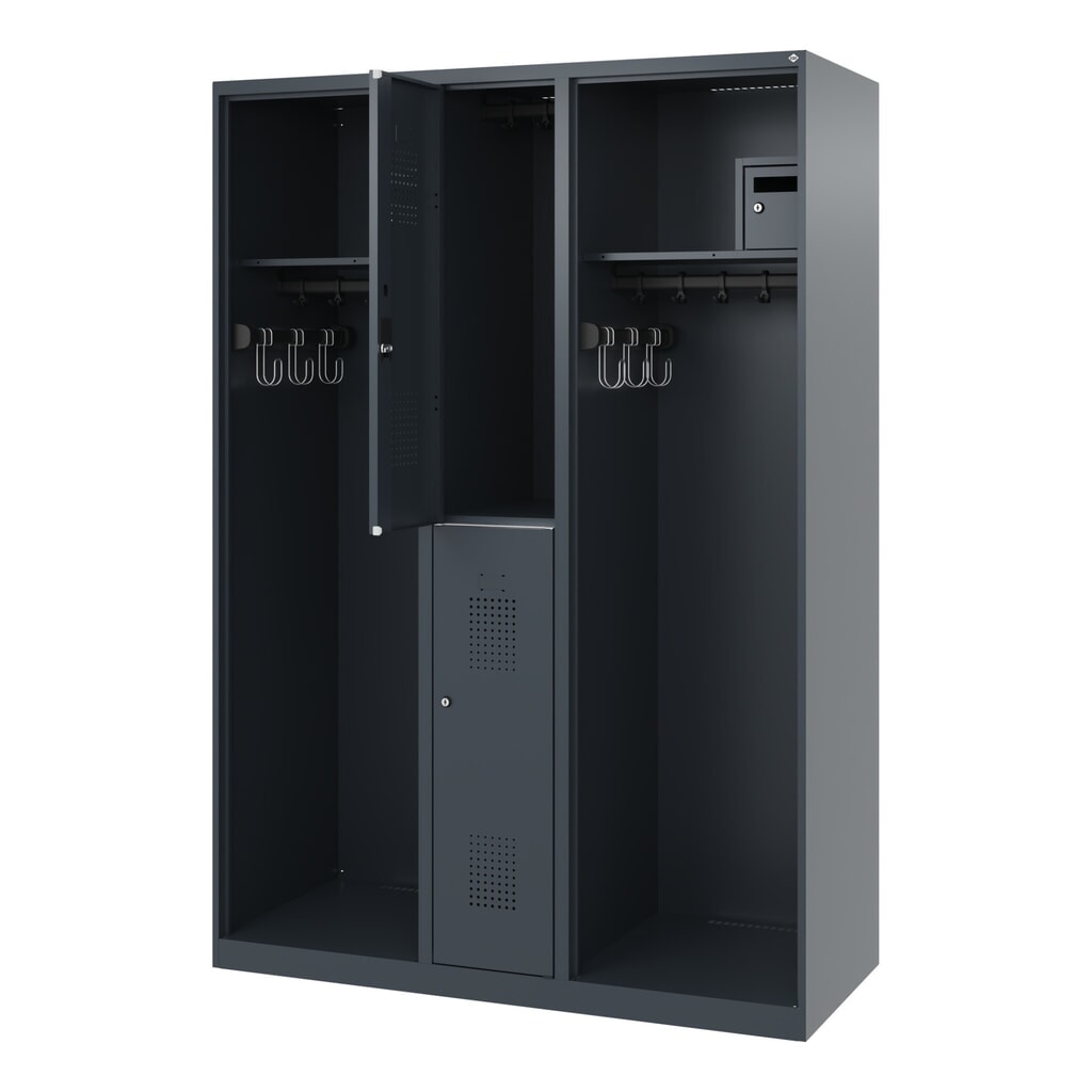 C+P Vestiaire pompier MAXI, patins, HxlxP 1 850 x 1 300 x 500 mm, gris anthracite Illustration du produit: C+P Vestiaire pompier MAXI, patins, HxlxP 1 850 x 1 300 x 500 mm, gris anthracite