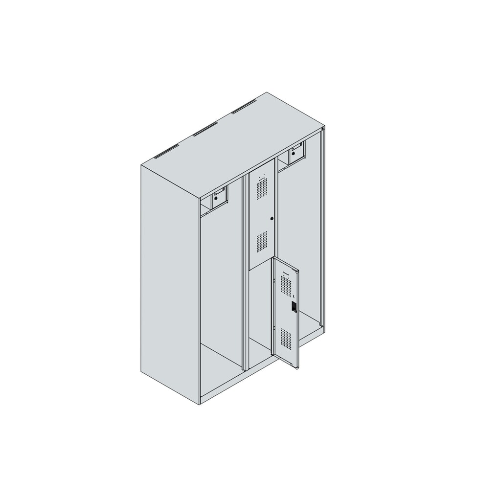 N° de l'image du produit 4 : C+P Vestiaire pompier MAXI, pieds, HxlxP 1 850 x 1 300 x 600 mm, rouge feu, avec support de casque