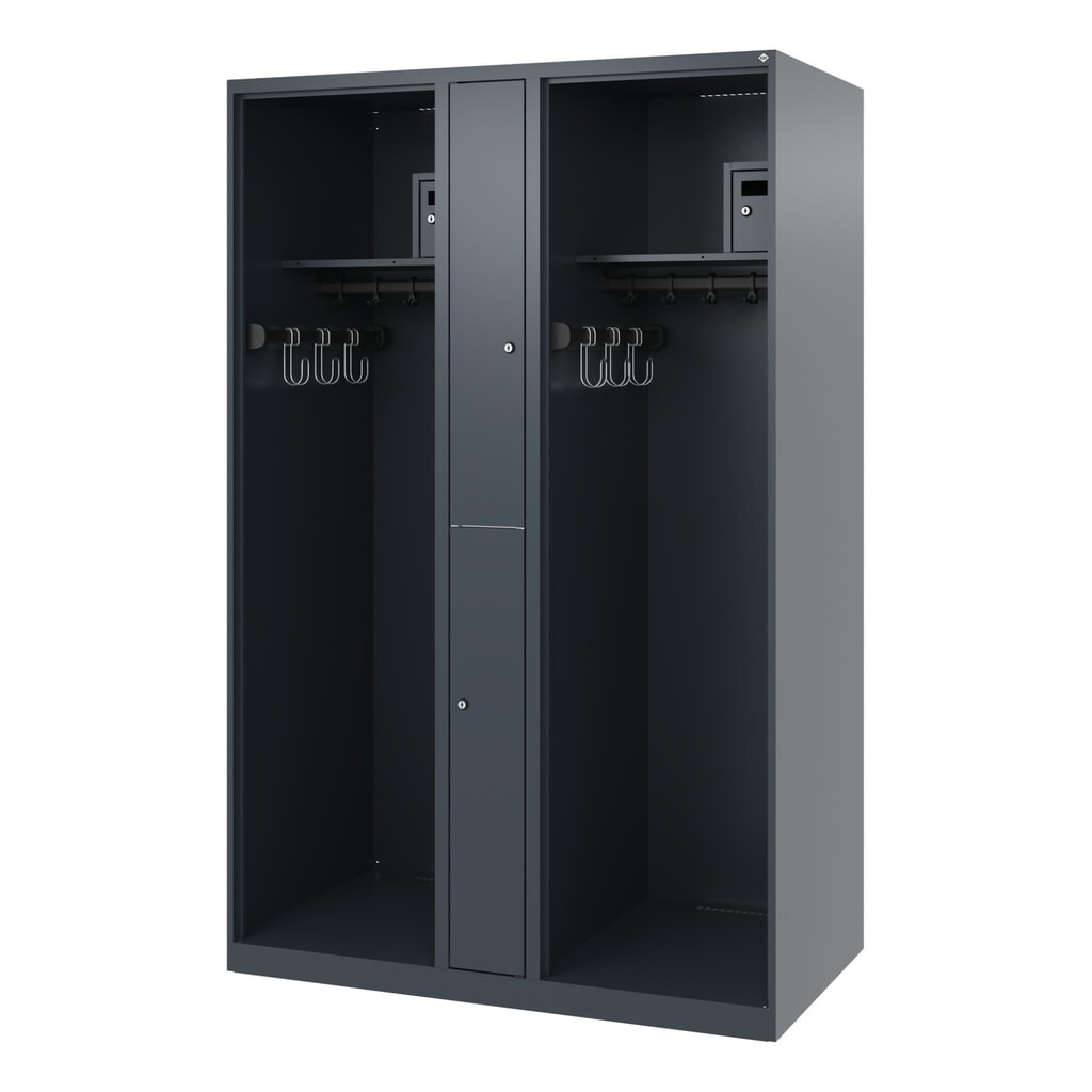 N° de l'image du produit 5 : C+P Vestiaire pompier MAXI, patins, HxlxP 1 850 x 1 200 x 600 mm, gris anthracite