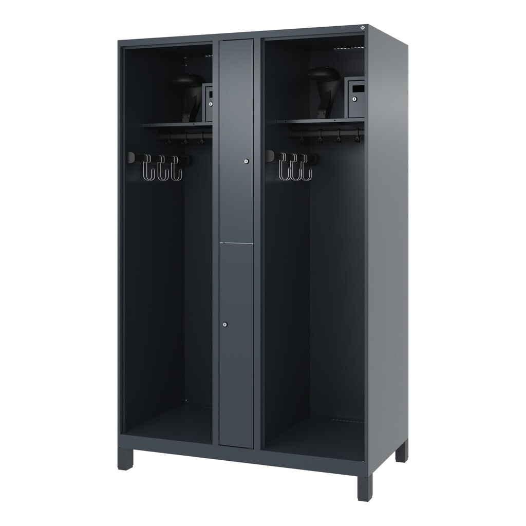 C+P Vestiaire pompier MAXI, pieds, HxlxP 1 850 x 1 200 x 600 mm, gris anthracite, avec support de casque N° de l'image du produit 5 : C+P Vestiaire pompier MAXI, pieds, HxlxP 1 850 x 1 200 x 600 mm, gris anthracite, avec support de casque