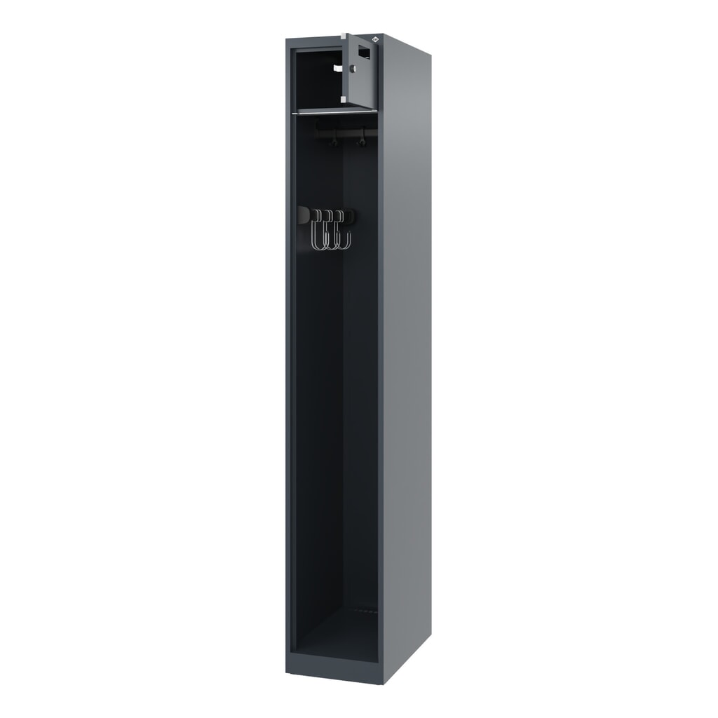 N° de l'image du produit 1 : C+P Vestiaire pompier PRAKTUS, patins, 1 compartiment, HxlxP 1 850 x 300 x 500 mm, gris anthracite