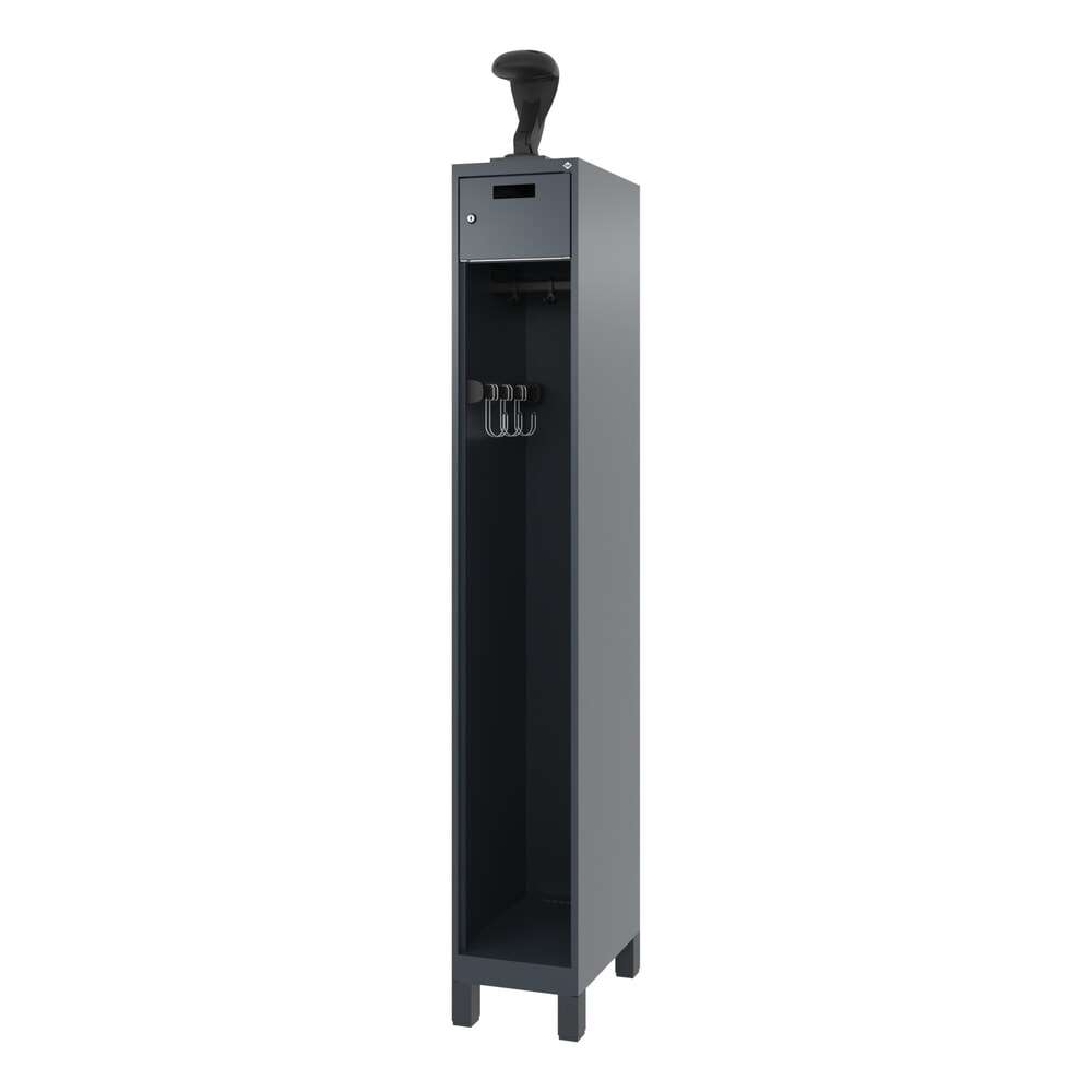 N° de l'image du produit 5 : C+P Vestiaire pompier PRAKTUS, pieds, 1 compartiment, HxlxP 1 850 x 300 x 500 mm, gris anthracite, avec support de casque