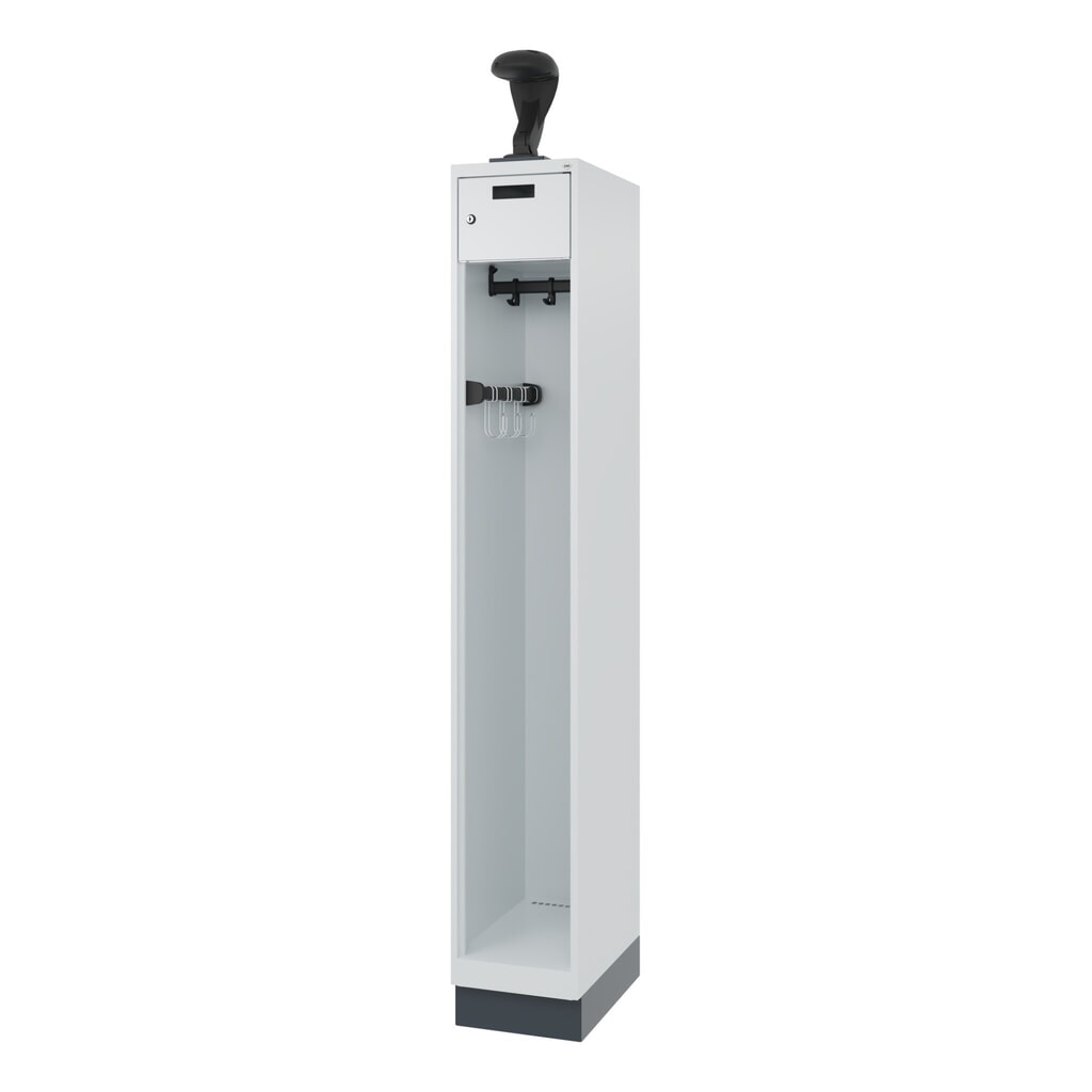 N° de l'image du produit 5 : C+P Vestiaire pompier PRAKTUS, socle, 1 compartiment, HxlxP 1 850 x 300 x 500 mm, gris clair, avec support de casque