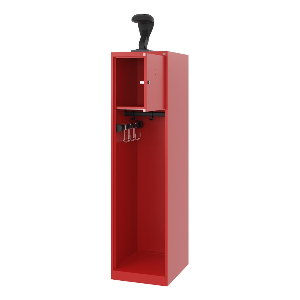 C+P Vestiaire pompier YOUNGSTER, patins, 1 compartiment, HxlxP 1 530 x 400 x 500 mm, rouge feu, avec support de casque Illustration du produit: C+P Vestiaire pompier YOUNGSTER, patins, 1 compartiment, HxlxP 1 530 x 400 x 500 mm, rouge feu, avec support de casque