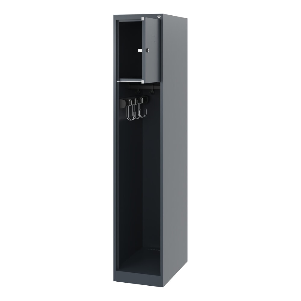 N° de l'image du produit 1 : C+P Vestiaire pompier YOUNGSTER, patins, 1 compartiment, HxlxP 1 530 x 300 x 500 mm, gris anthracite
