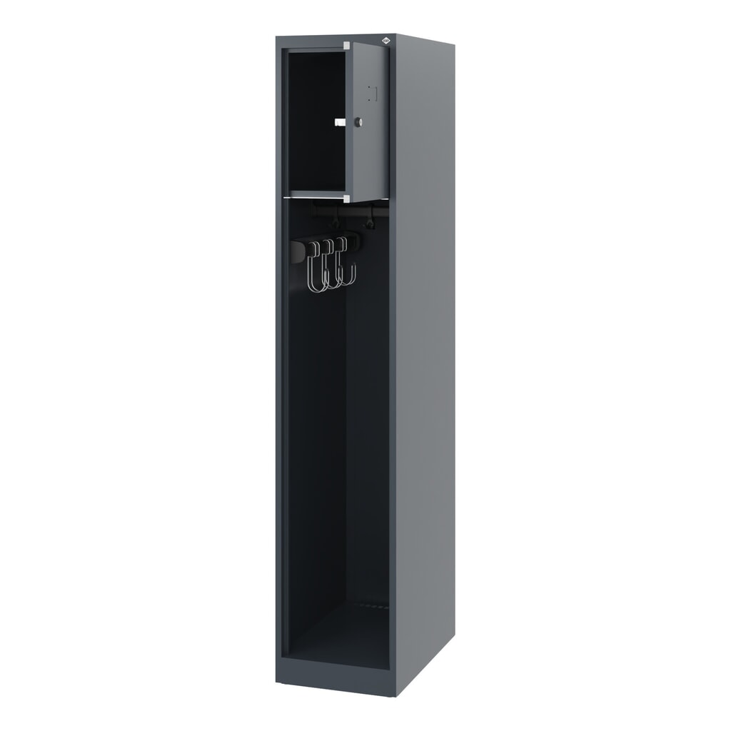Illustration du produit: C+P Vestiaire pompier YOUNGSTER, patins, 1 compartiment, HxlxP 1 530 x 300 x 500 mm, gris anthracite