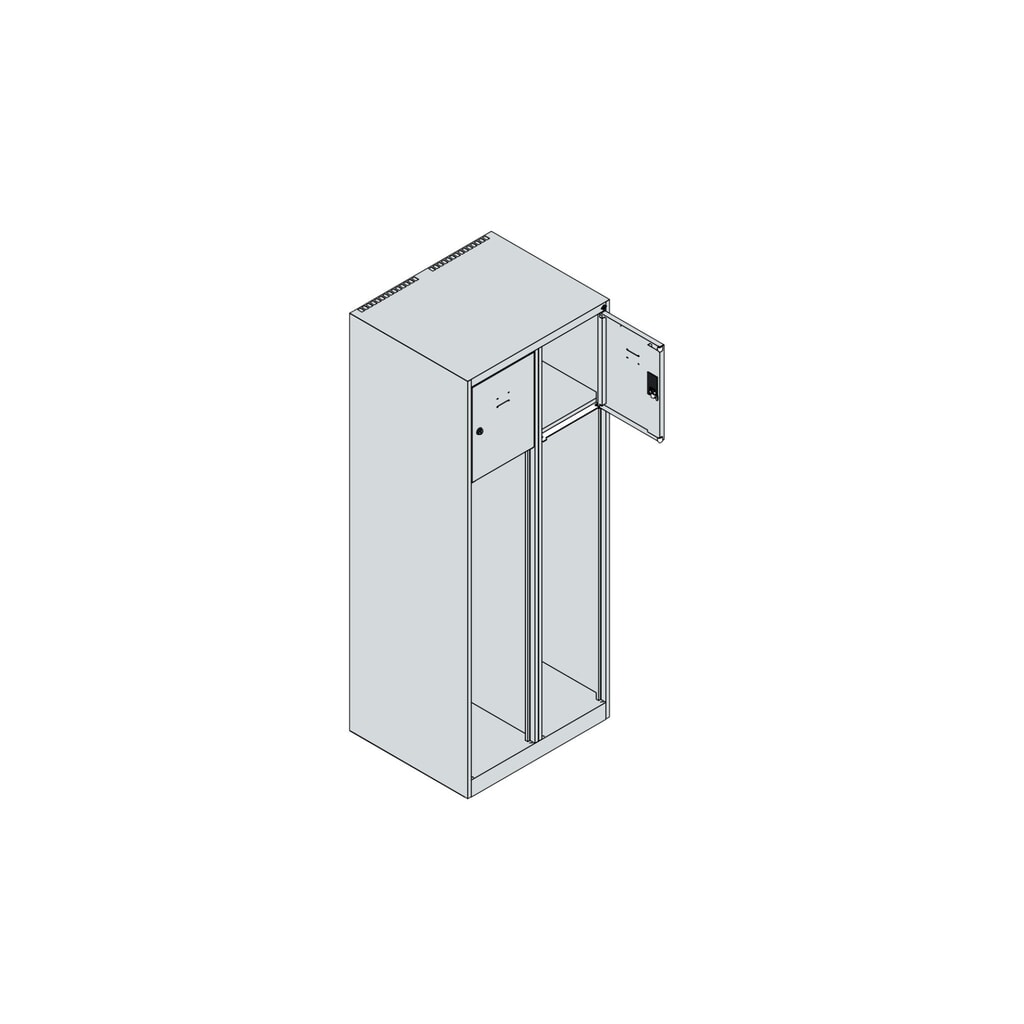 N° de l'image du produit 4 : C+P Vestiaire pompier YOUNGSTER, patins, 2 compartiments, HxlxP 1 530 x 600 x 500 mm, gris clair