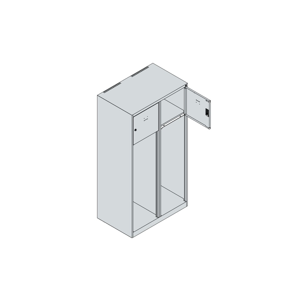 N° de l'image du produit 4 : C+P Vestiaire pompier YOUNGSTER, patins, 2 compartiments, HxlxP 1 530 x 800 x 500 mm, gris clair