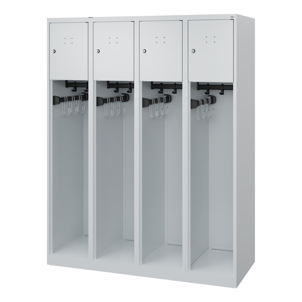 C+P Vestiaire pompier YOUNGSTER, patins, 4 compartiments, HxlxP 1 530 x 1 200 x 500 mm, gris clair N° de l'image du produit 4 : C+P Vestiaire pompier YOUNGSTER, patins, 4 compartiments, HxlxP 1 530 x 1 200 x 500 mm, gris clair