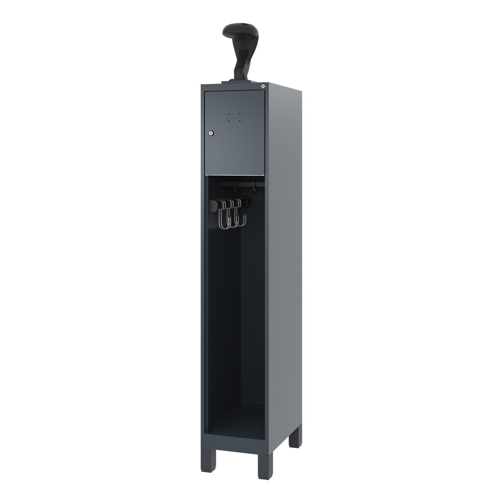 N° de l'image du produit 5 : C+P Vestiaire pompier YOUNGSTER, pieds, 1 compartiment, HxlxP 1 530 x 300 x 500 mm, gris anthracite, avec support de casque