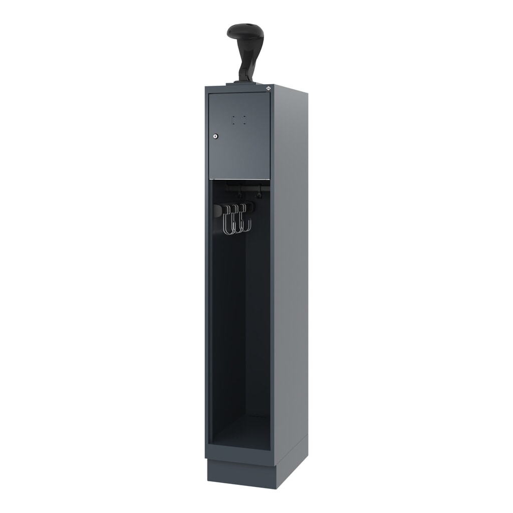 N° de l'image du produit 5 : C+P Vestiaire pompier YOUNGSTER, socle, 1 compartiment, HxlxP 1 530 x 300 x 500 mm, gris anthracite, avec support de casque