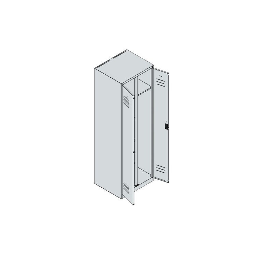 N° de l'image du produit 10 : C+P Wäsche-, Garderobenspind Classic PLUS, 2 Abteile, HxBxT 1.850 x 600 x 500 mm, lichtgrau, rubinrot, für Vorhängeschloss