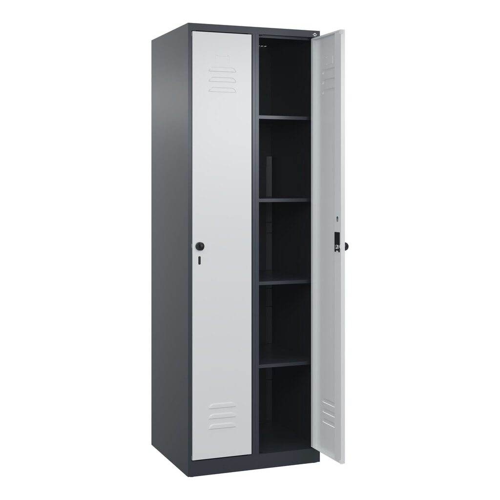 Illustration du produit: C+P Wäsche-Spind Classic PLUS, 2 Abteile, HxBxT 1.850 x 600 x 500 mm, anthrazitgrau, lichtgrau, für Vorhängeschloss, ohne Mitteltrennwand