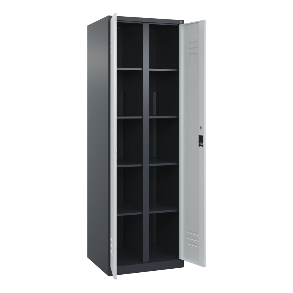 Illustration du produit: C+P Wäsche-Spind Classic PLUS, 2 Abteile, HxBxT 1.850 x 600 x 500 mm, anthrazitgrau, lichtgrau, Zylinderschloss, mit Mitteltrennwand