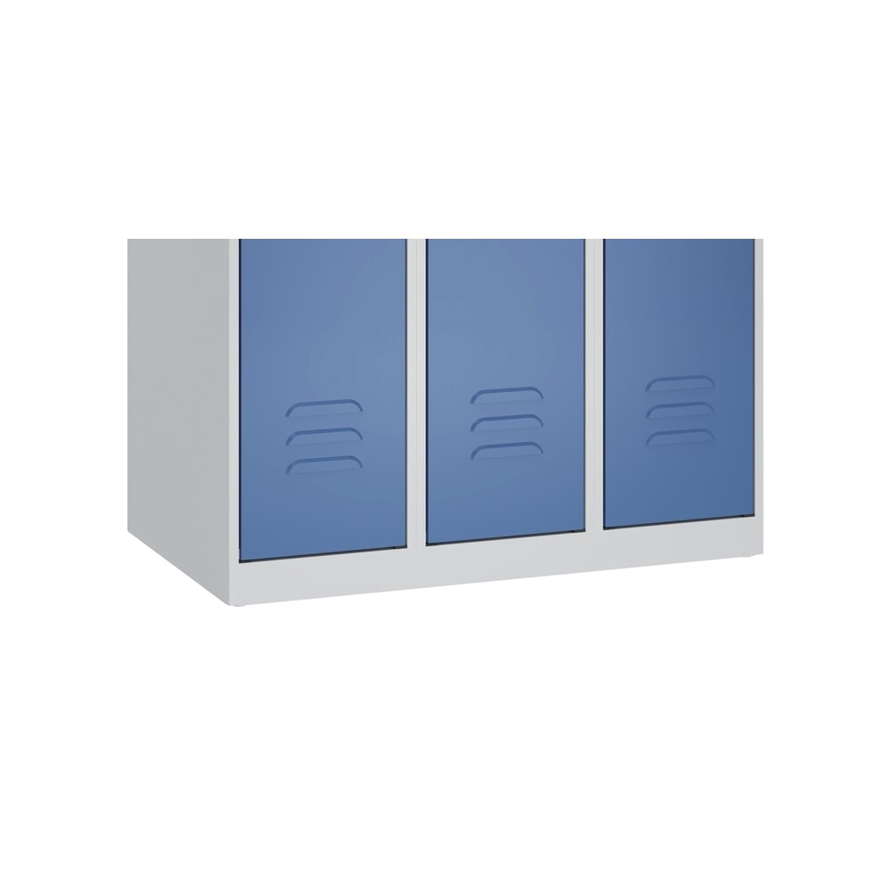 N° de l'image du produit 8 : C+P Spind Classic PLUS, 3 Abteile, HxBxT 1.850 x 900 x 500 mm, lichtgrau, enzianblau, für Vorhängeschloss, ohne Mitteltrennwand