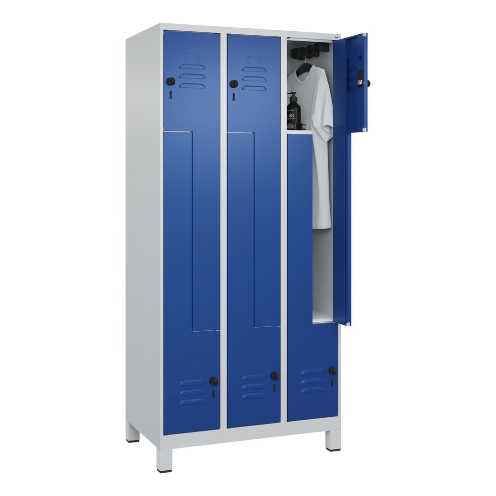 N° de l'image du produit 10 : C+P Z-Spind Classic PLUS, Füße, 6 Abteile, HxBxT 1.950 x 900 x 500 mm, lichtgrau, enzianblau, für Vorhängeschloss