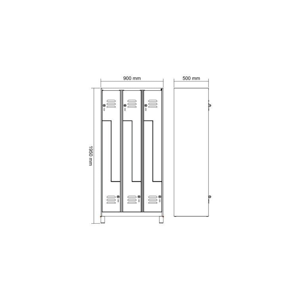 N° de l'image du produit 8 : C+P Z-Spind Classic PLUS, Füße, 6 Abteile, HxBxT 1.950 x 900 x 500 mm, lichtgrau, enzianblau, für Vorhängeschloss