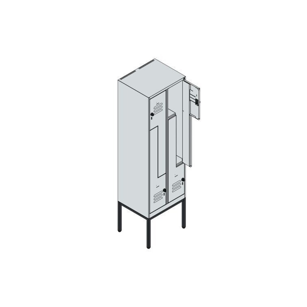 N° de l'image du produit 8 : C+P Z-Spind Classic PLUS, Gestell, 4 Abteile, HxBxT 2.120 x 600 x 500 mm, lichtgrau, enzianblau, Zylinderschloss