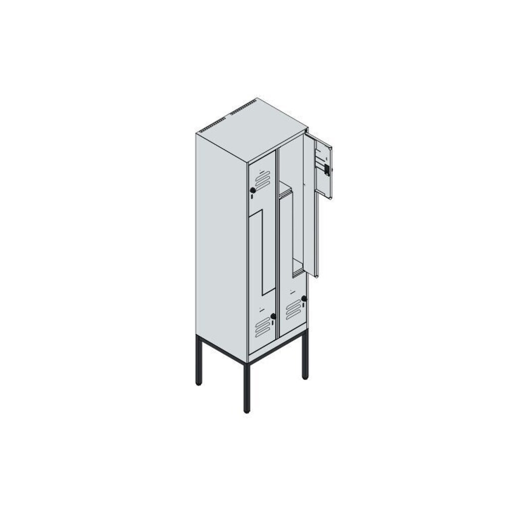 N° de l'image du produit 9 : C+P Z-Spind Classic PLUS, Gestell, 4 Abteile, HxBxT 2.120 x 600 x 500 mm, lichtgrau, rubinrot, Zylinderschloss