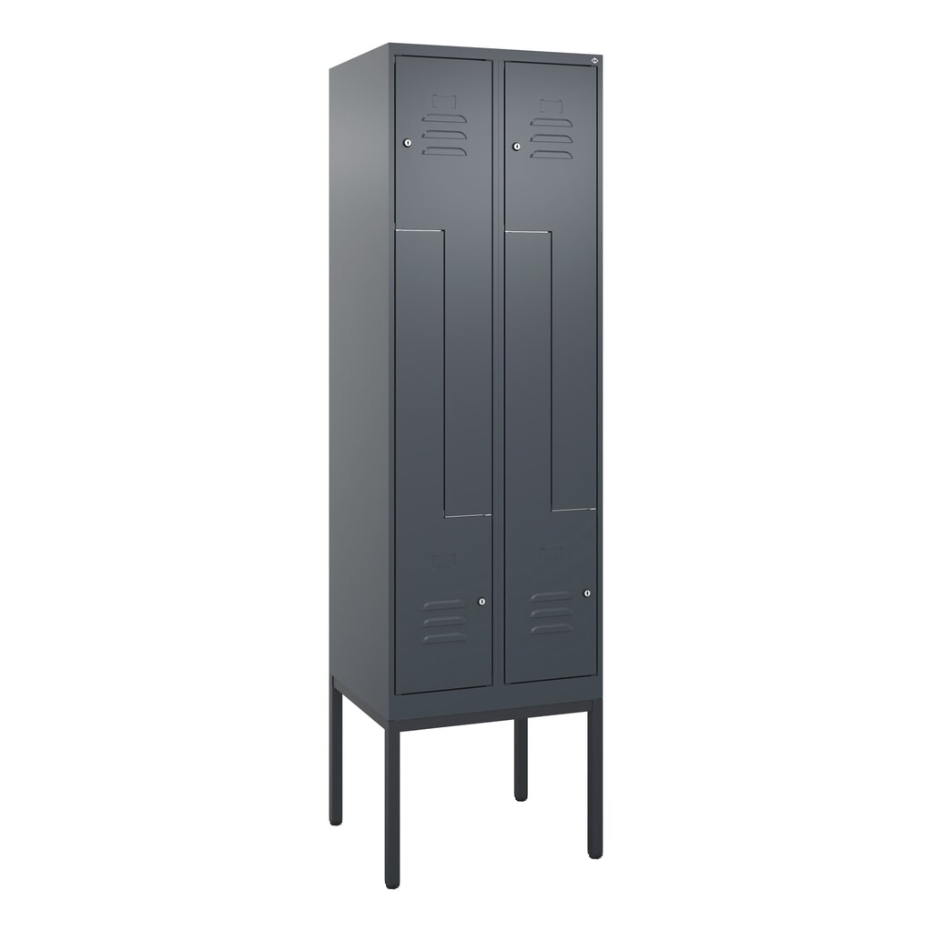 N° de l'image du produit 9 : C+P Z-Spind Classic PLUS, Gestell, 4 Abteile, HxBxT 2.120 x 600 x 500 mm, anthrazitgrau, anthrazitgrau, Zylinderschloss