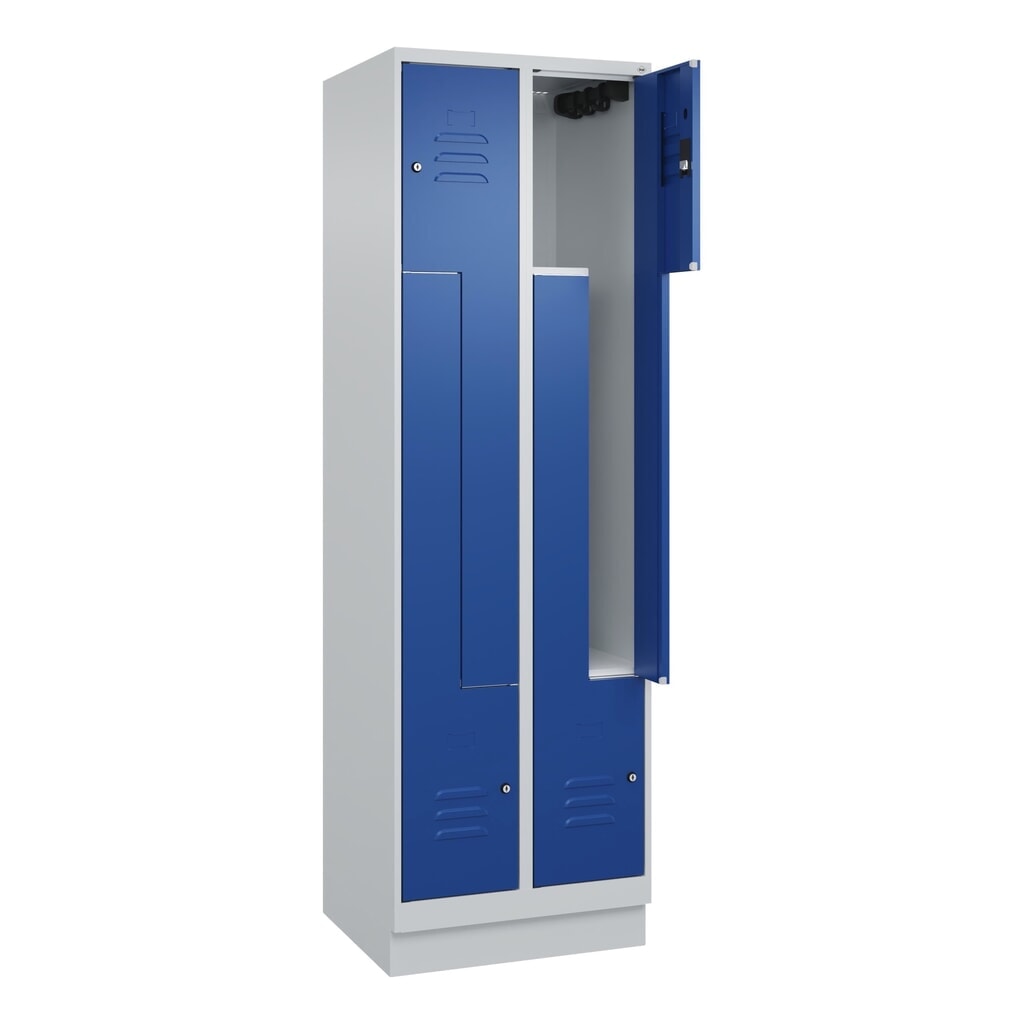 C+P Z-Spind Classic PLUS, Sockel, 4 Abteile, HxBxT 1.950 x 600 x 500 mm, lichtgrau, enzianblau, Zylinderschloss Illustration du produit: C+P Z-Spind Classic PLUS, Sockel, 4 Abteile, HxBxT 1.950 x 600 x 500 mm, lichtgrau, enzianblau, Zylinderschloss