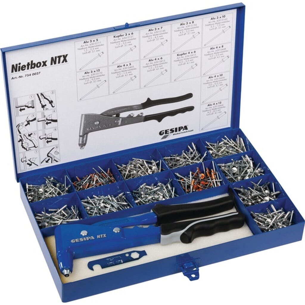 Assortiment de rivets POP Nietbox 942 pièces NTX et rivet POP Alu/acier, cuivre/ Illustration du produit: Assortiment de rivets POP Nietbox 942 pièces NTX et rivet POP Alu/acier, cuivre/
