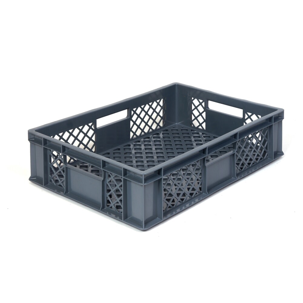 Illustration du produit: Alpha Eurobox en polyéthylène (PE), caisse de boulangerie à parois perforées, HxlxP 150 x 400 x 600 mm, gris