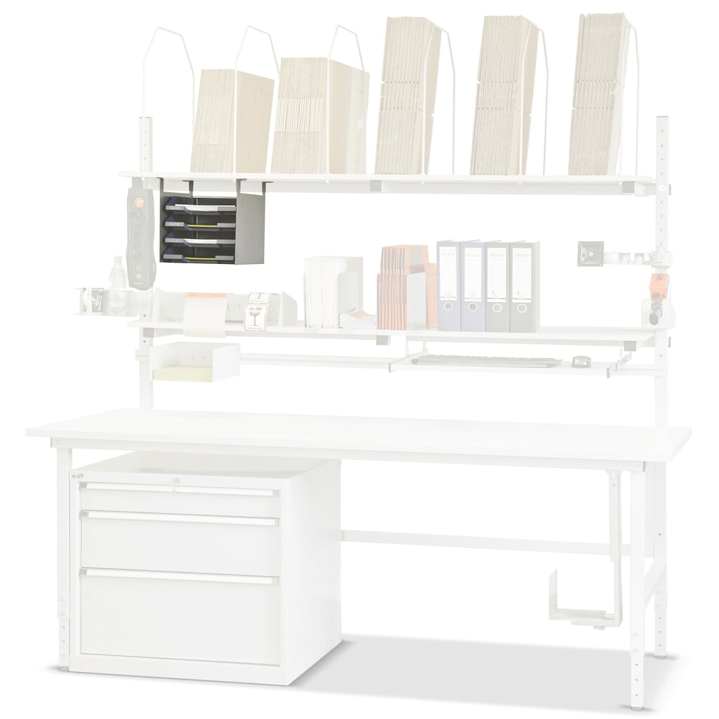 Caisse de rangement pour table d'emballage, suspendue, sans étagères Illustration du produit: Caisse de rangement pour table d'emballage, suspendue, sans étagères