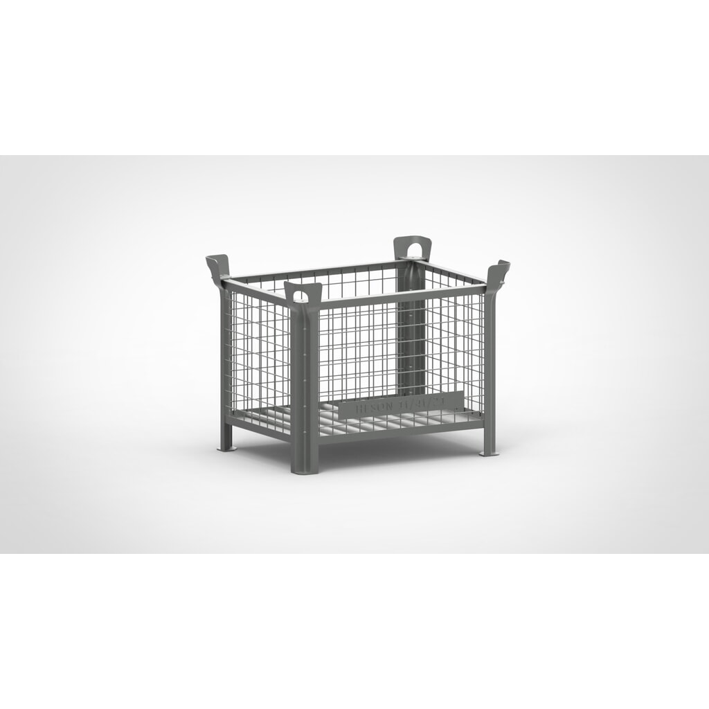 Illustration du produit: Caisse grillagée industrielle HESON®, parois fixes, peinte, haut. x larg. x prof. 600 x 800 x 600 mm, gris souris