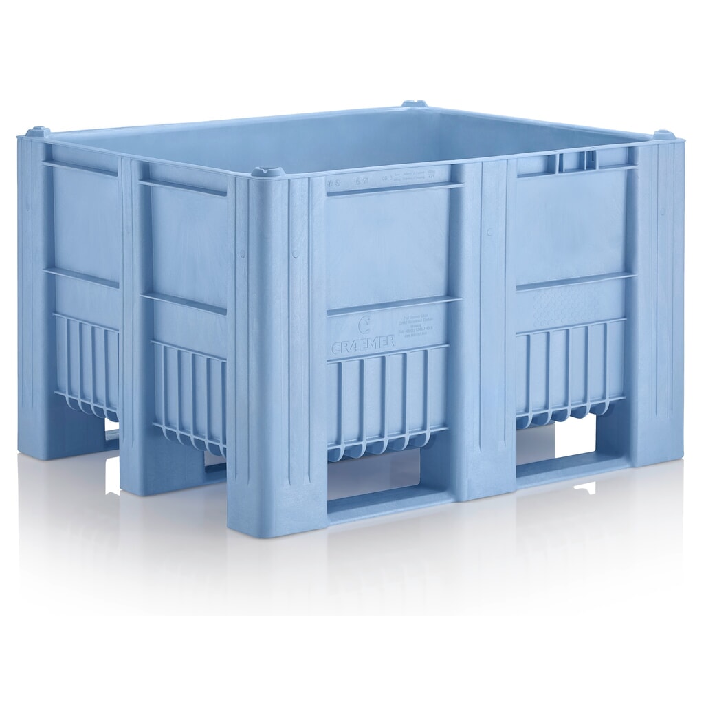 Illustration du produit: Caisse-palette CRAEMER, 1 200 x 1 000 x 760 mm, 3 patins, bleu